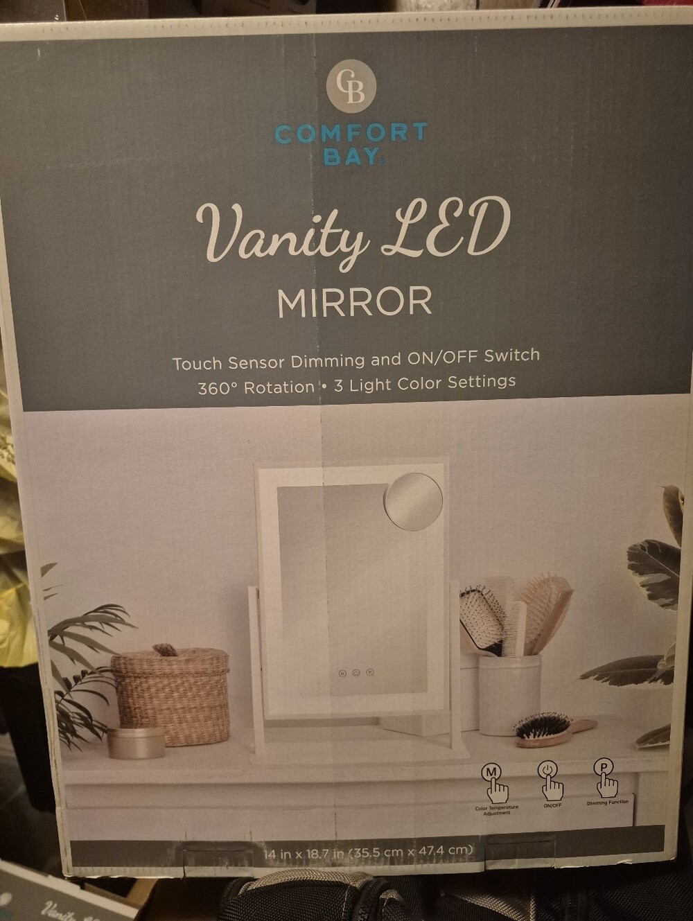 Nib Comfort Bay White LED Vanity Mirror with Touch Controls